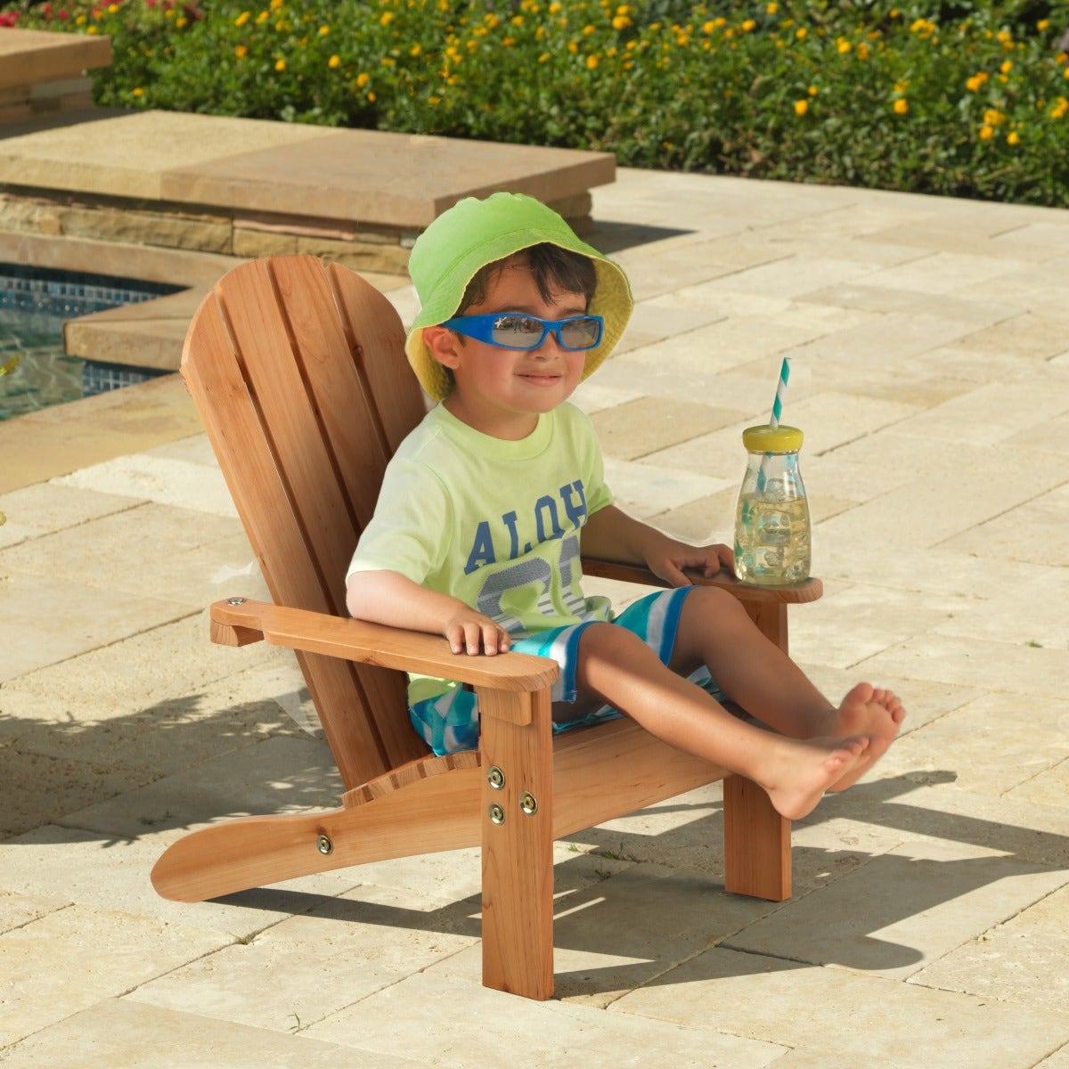 Kids Adirondack Outdoor Chair with Umbrella - Honey