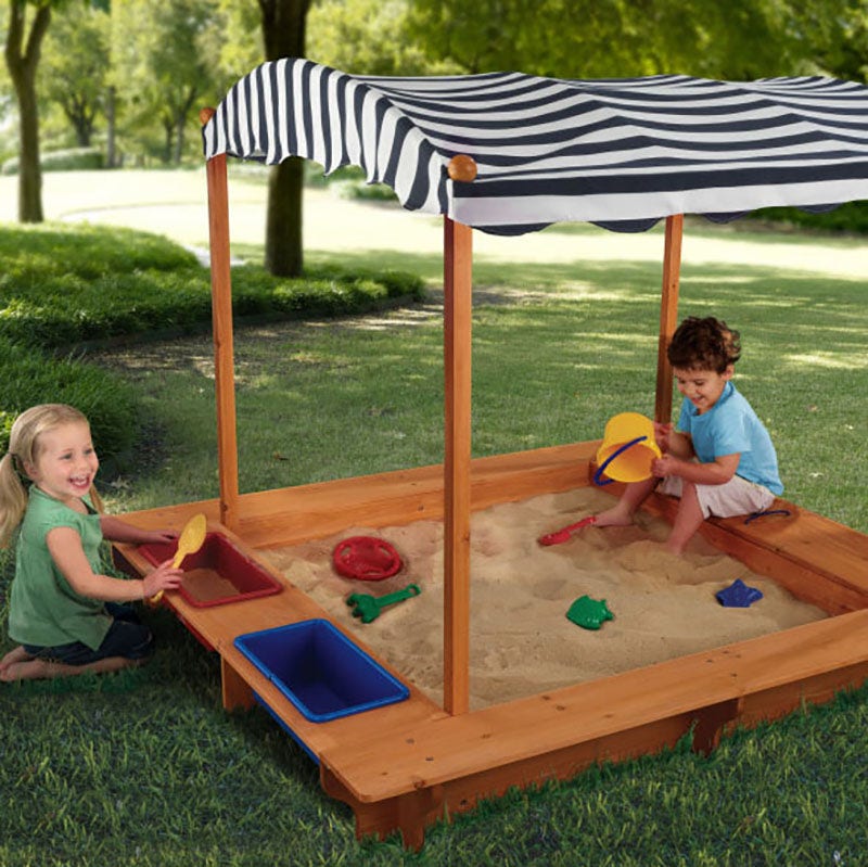 Kids Outdoor Sandbox with Canopy - Navy / White