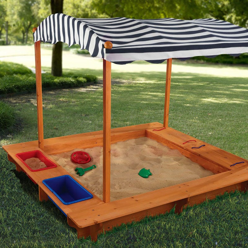 Kids Outdoor Sandbox with Canopy - Navy / White