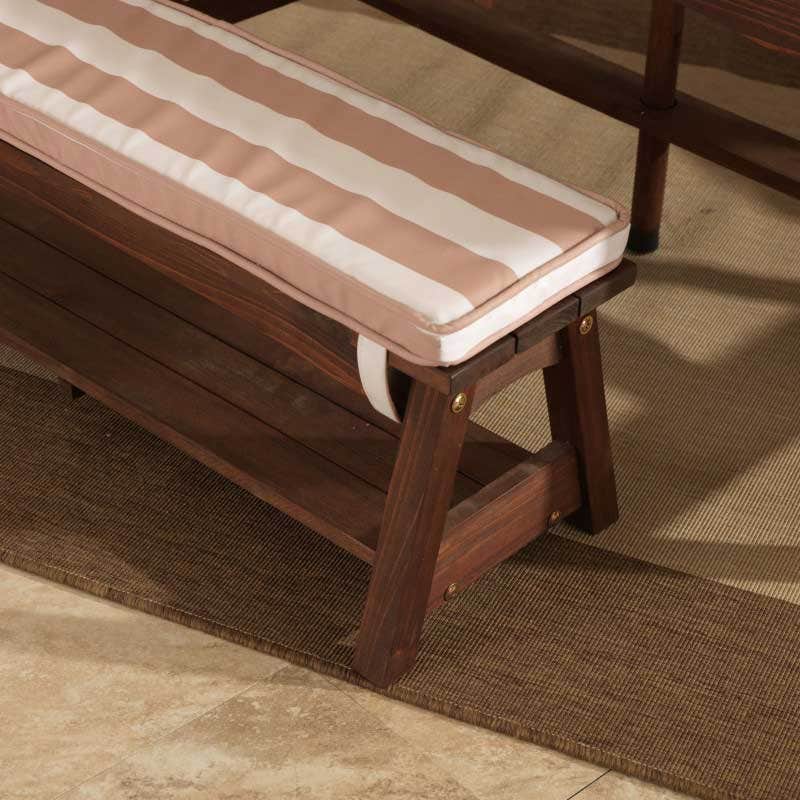 Kids Outdoor Table and Seating Set with Umbrella and Bench - Oatmeal / White