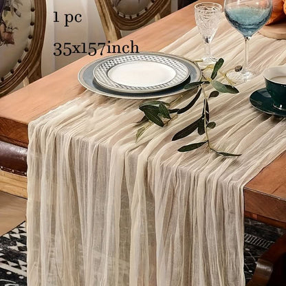 BOHOCRISP – Crinkled Cheese Tablecloth for Elegant Boho and Holiday Table Styling