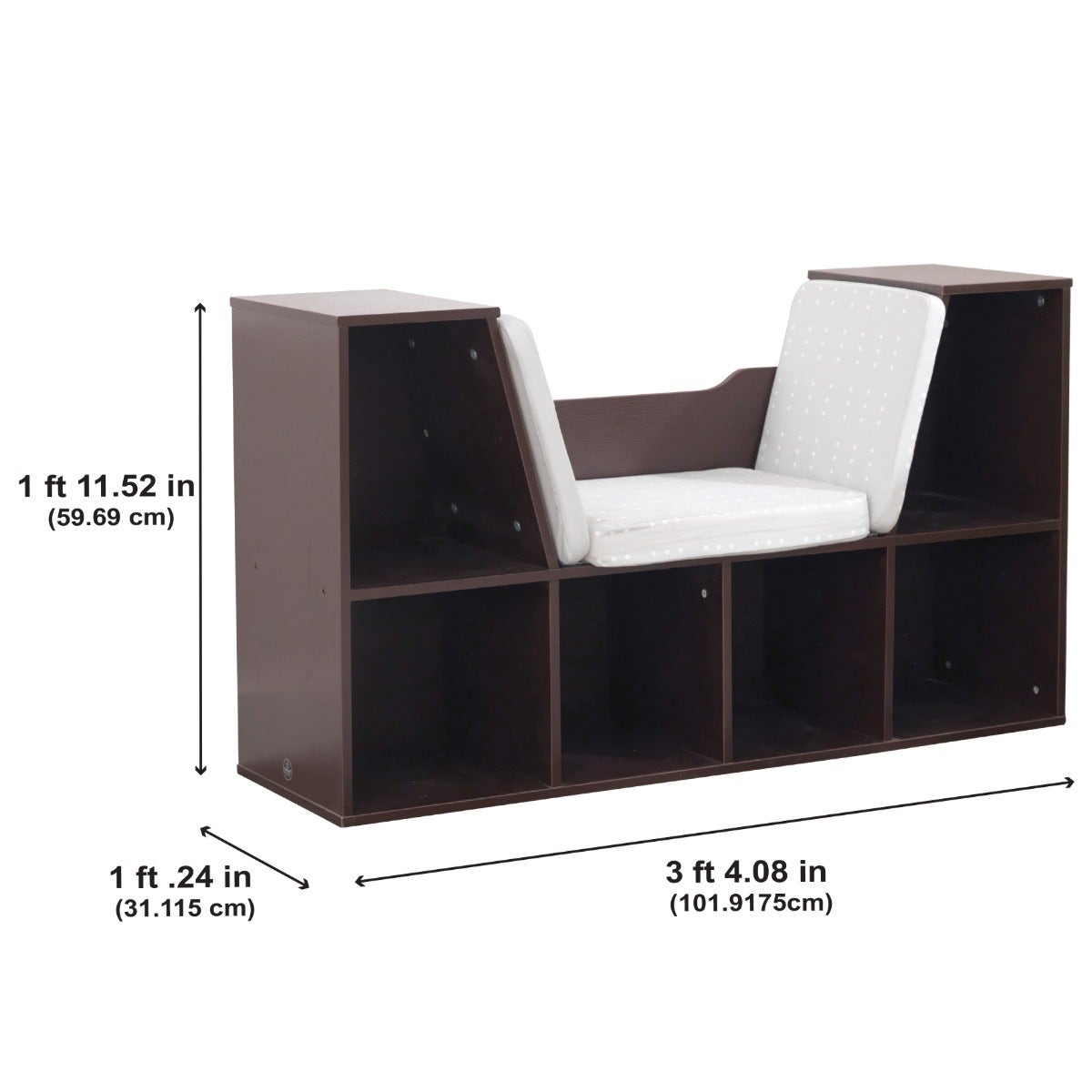 Kids Bookcase and Storage Shelf with Reading Nook - Espresso