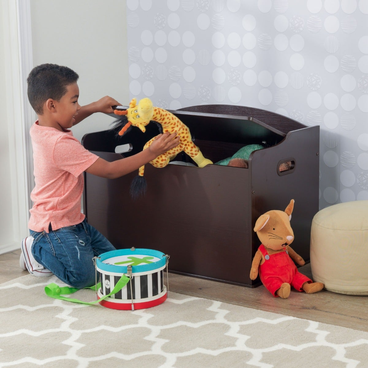 Kids Toy Storage Box with Bench - Espresso