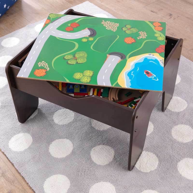 Kids Building and Activity Table with Storage - Espresso