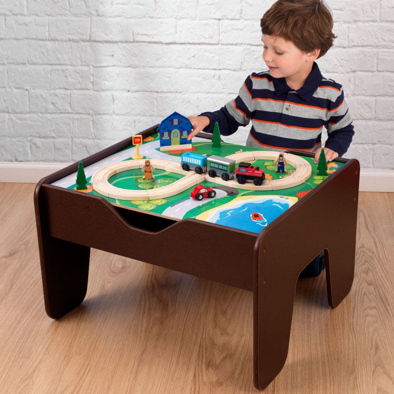 Kids Building and Activity Table with Storage - Espresso