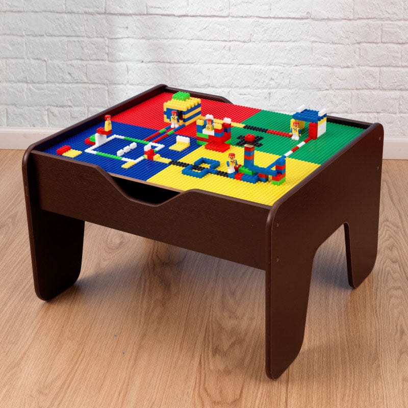 Kids Building and Activity Table with Storage - Espresso