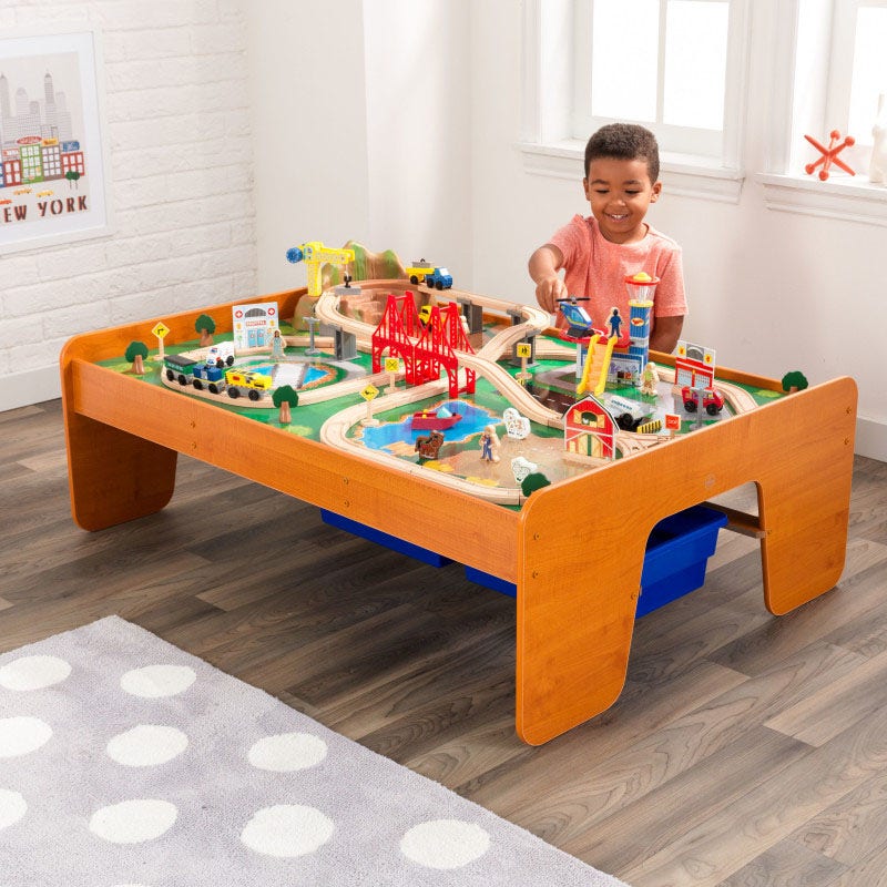 Kids Train Play Table and Set with Storage