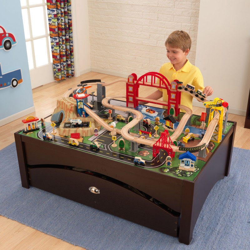Kids Train Play Table and Set with Storage and Magnetic Details