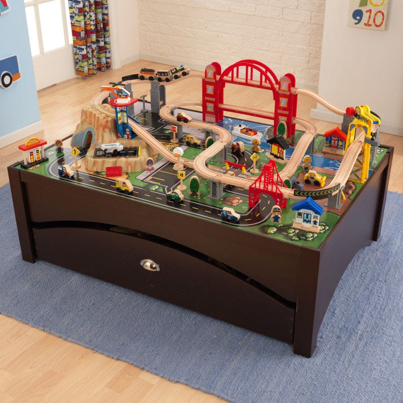 Kids Train Play Table and Set with Storage and Magnetic Details