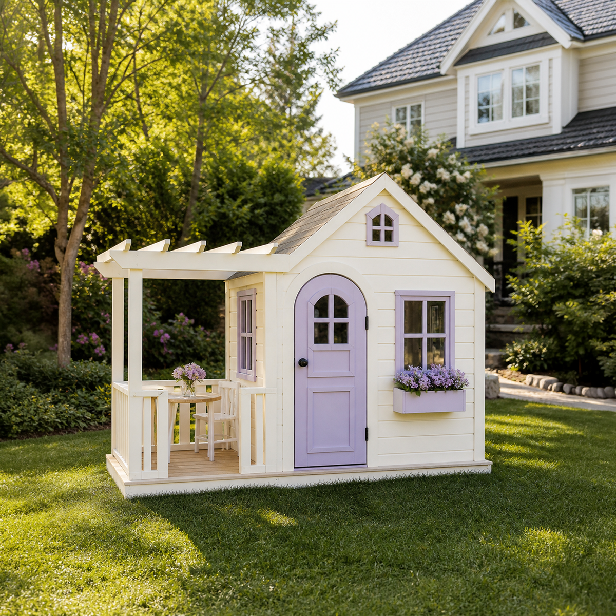Lavender Cottage Garden Playhouse with Porch