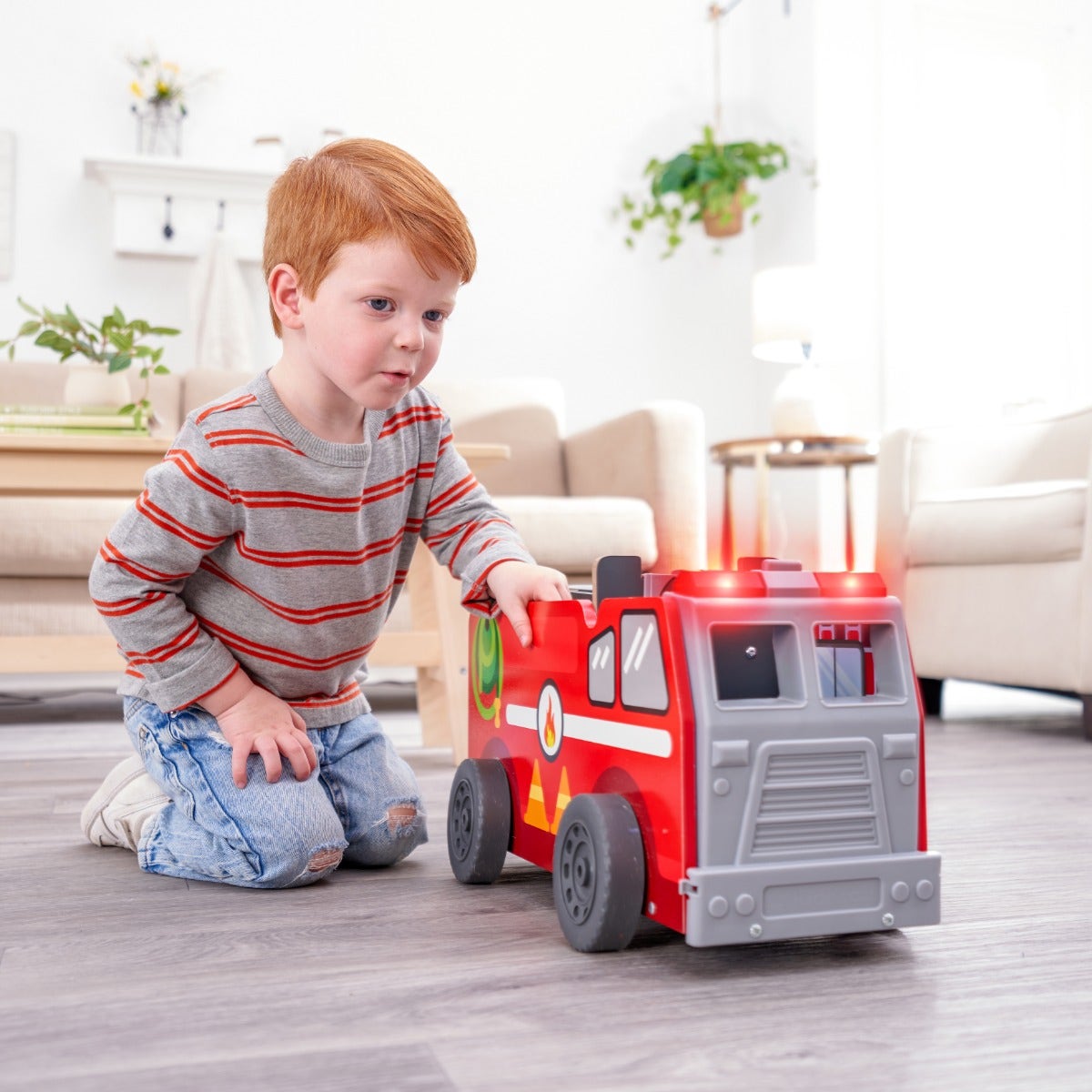 Transforming Fire Truck Toy Play Set with Lights and Sounds