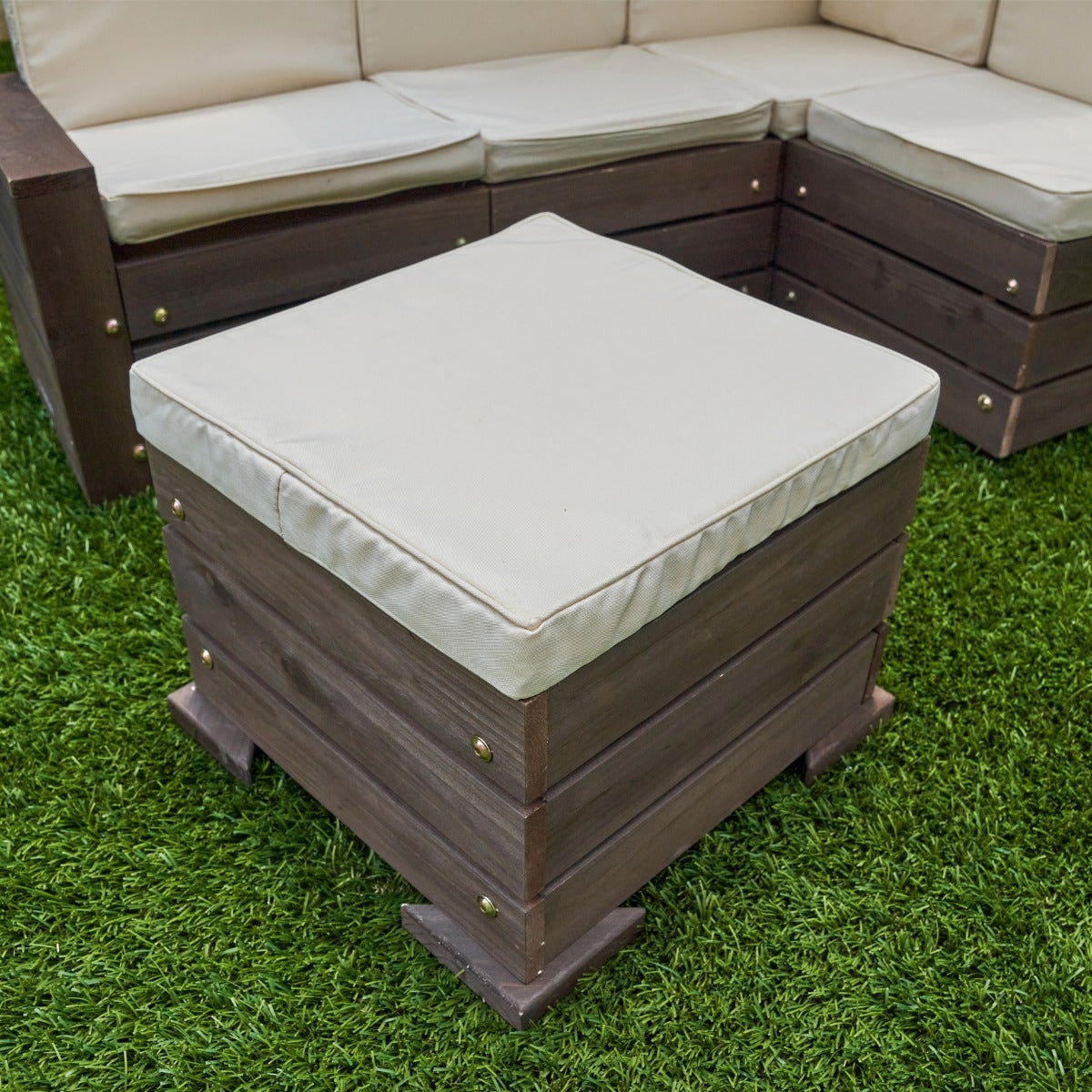 Kids Outdoor Sectional Seating Set with Umbrella - Brown / Beige