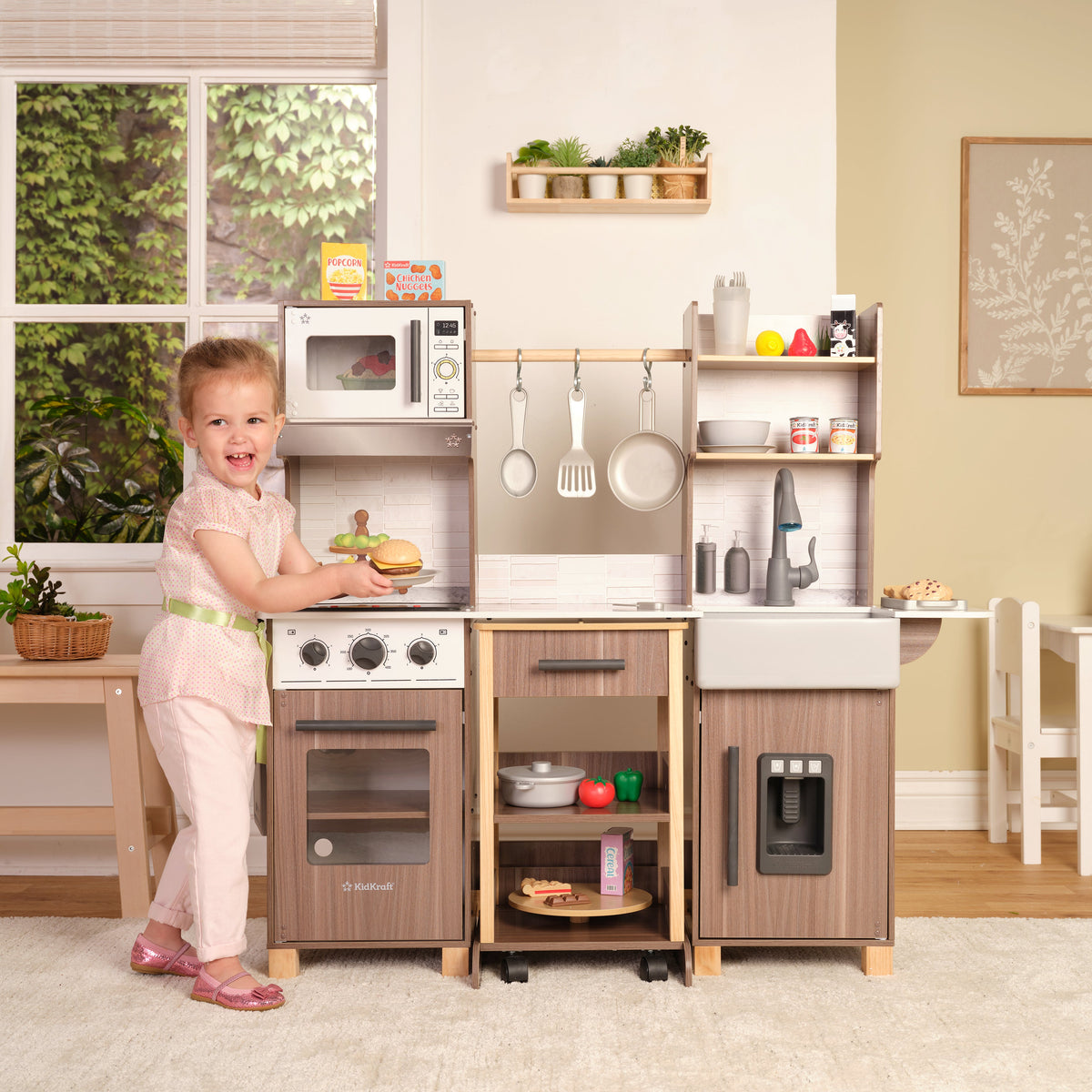 Kids Pretend Play Kitchen with Lights and Sounds and Storage