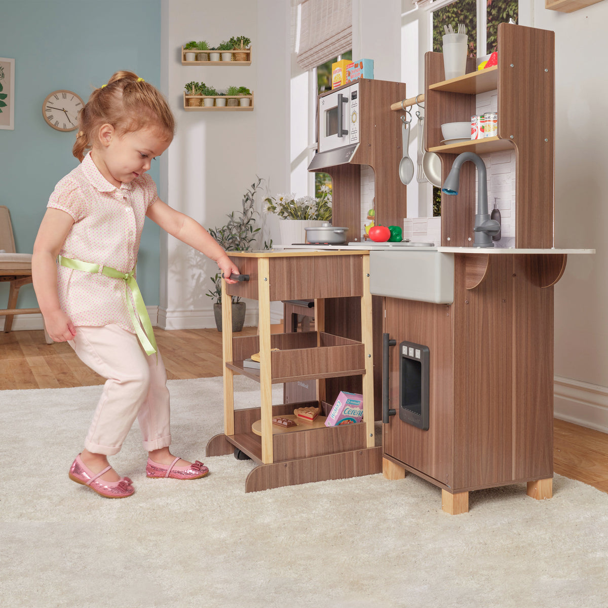 Kids Pretend Play Kitchen with Lights and Sounds and Storage
