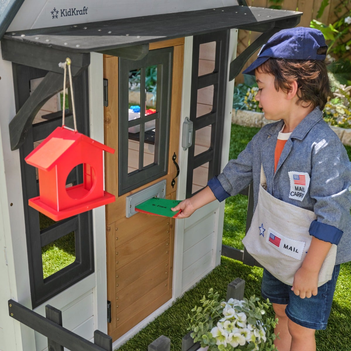 Outdoor Playhouse with Chalkboard - White