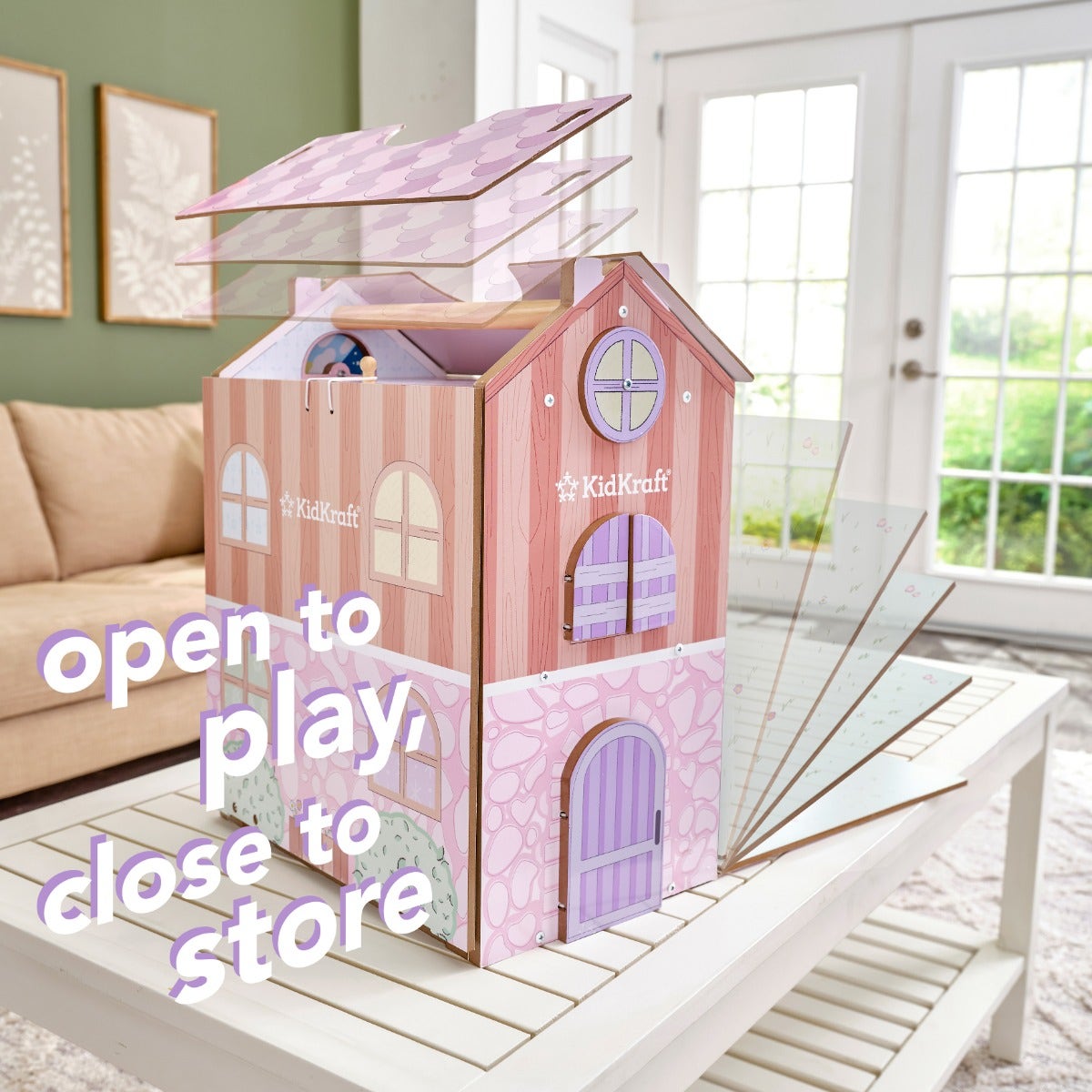 Wooden Dollhouse with Storage