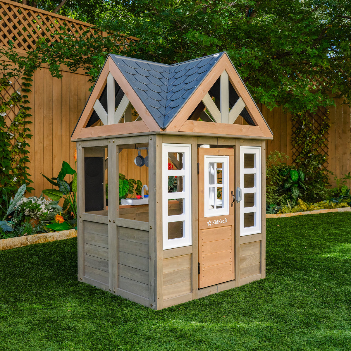 Outdoor Playhouse with Doorbell and Chalkboard