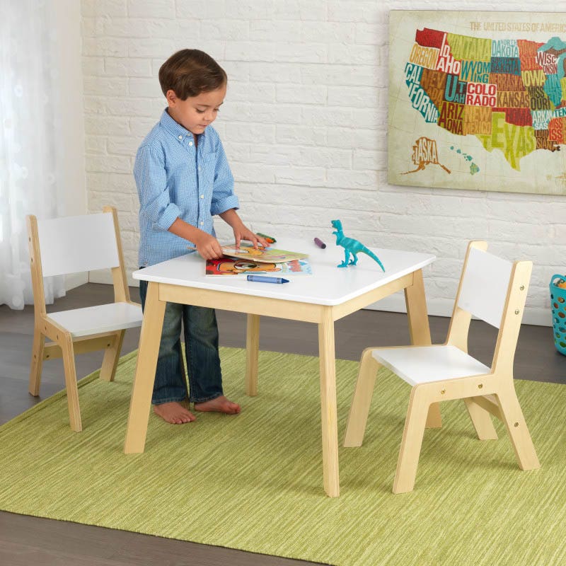 Kids Table and Chair Set with Two Chairs - White