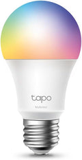 Dimmable RGBW smart light bulbs glowing in ceiling fixtures across a modern living room
