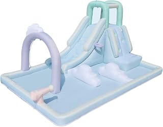 Outdoor Playhouse with Slide, Climbing Wall and Splash Pool