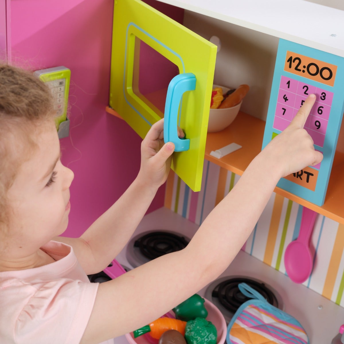 Kids Pretend Play Kitchen with Storage and Play Food