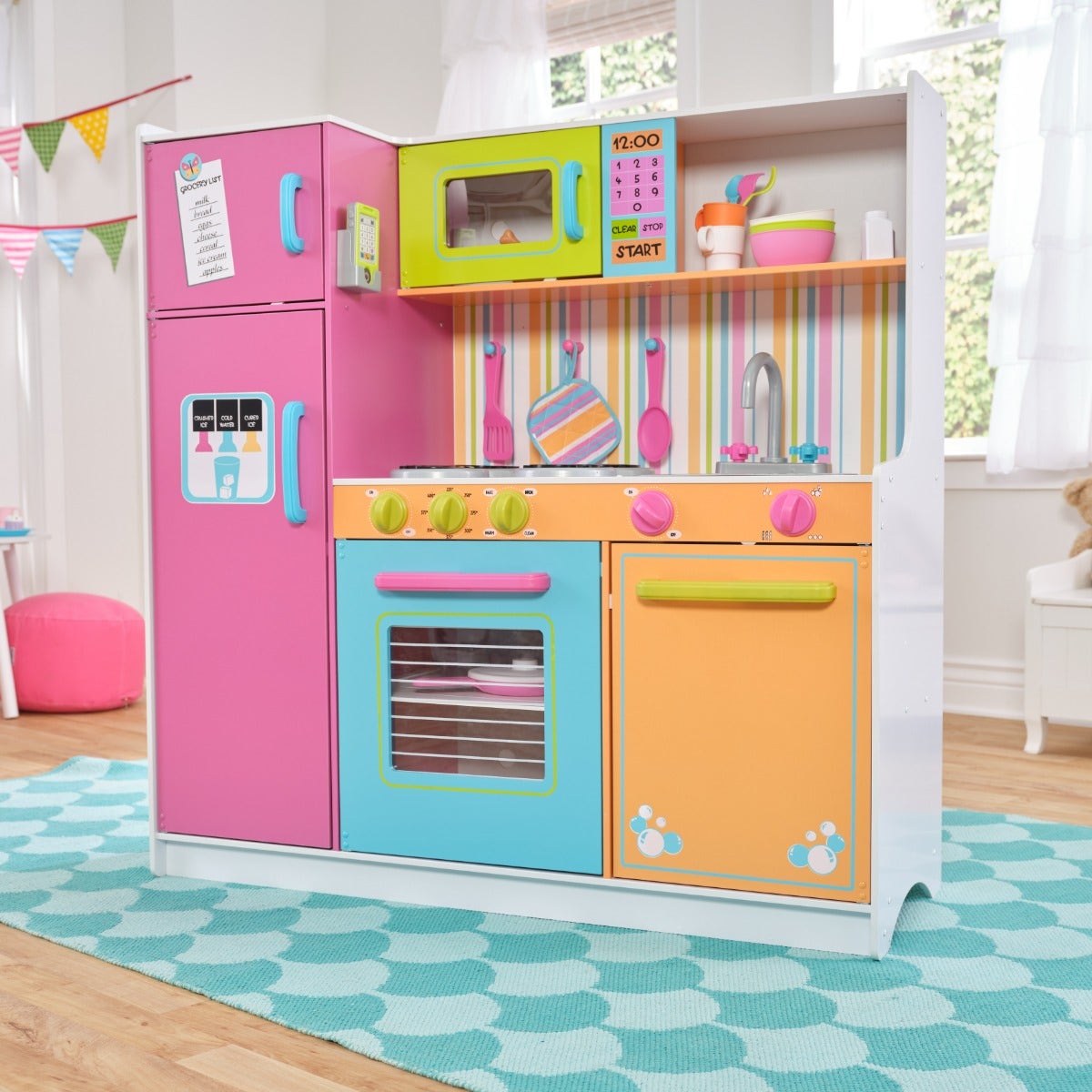 Kids Pretend Play Kitchen with Storage and Play Food