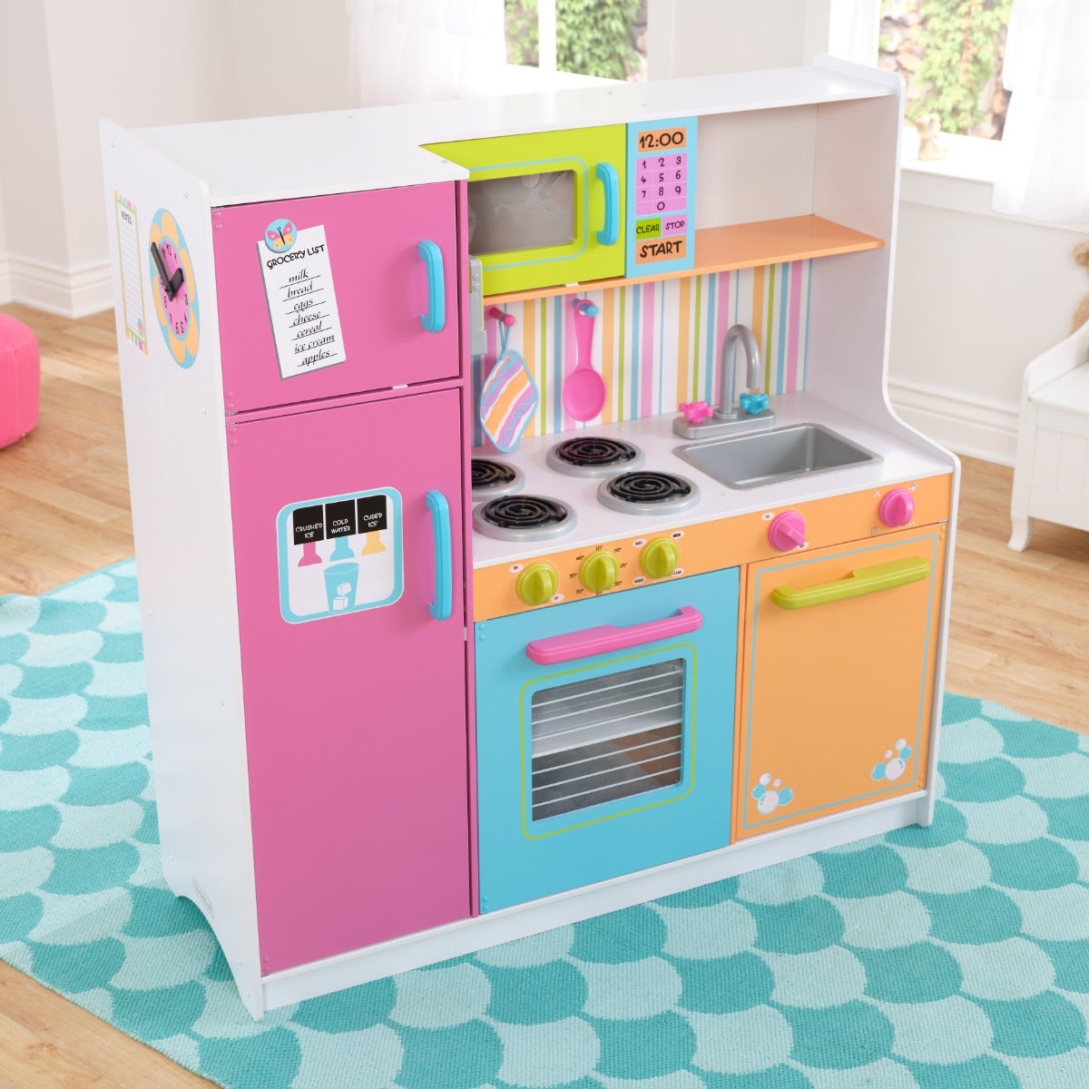 Kids Pretend Play Kitchen with Storage and Play Food