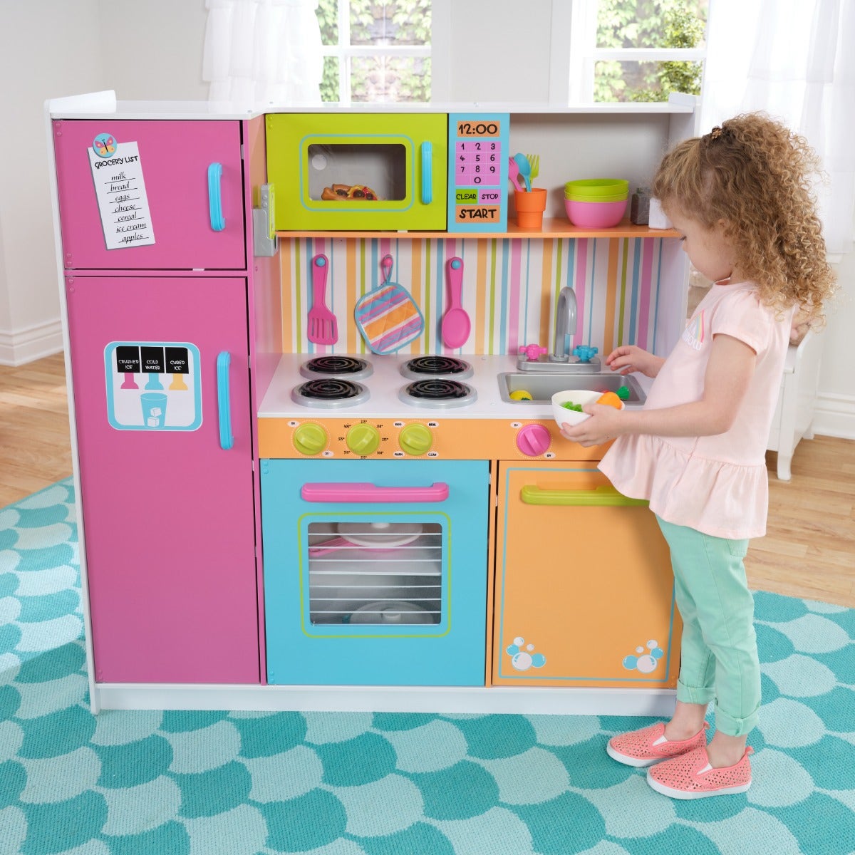 Kids Pretend Play Kitchen with Storage and Play Food