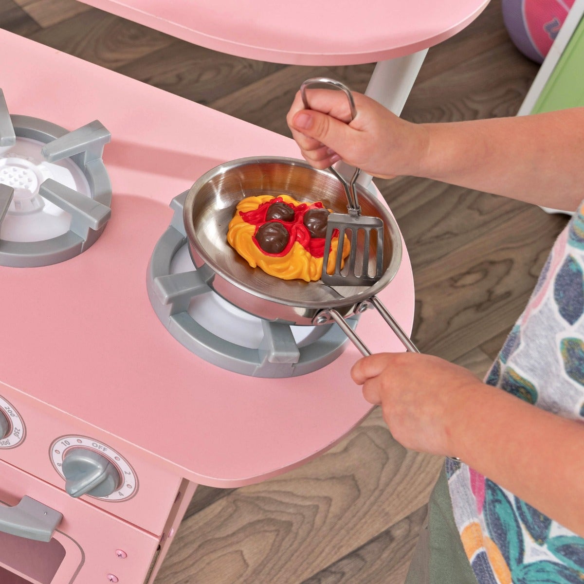 Kids Pretend Play Kitchen with Storage and Toy Ice Maker - Pink