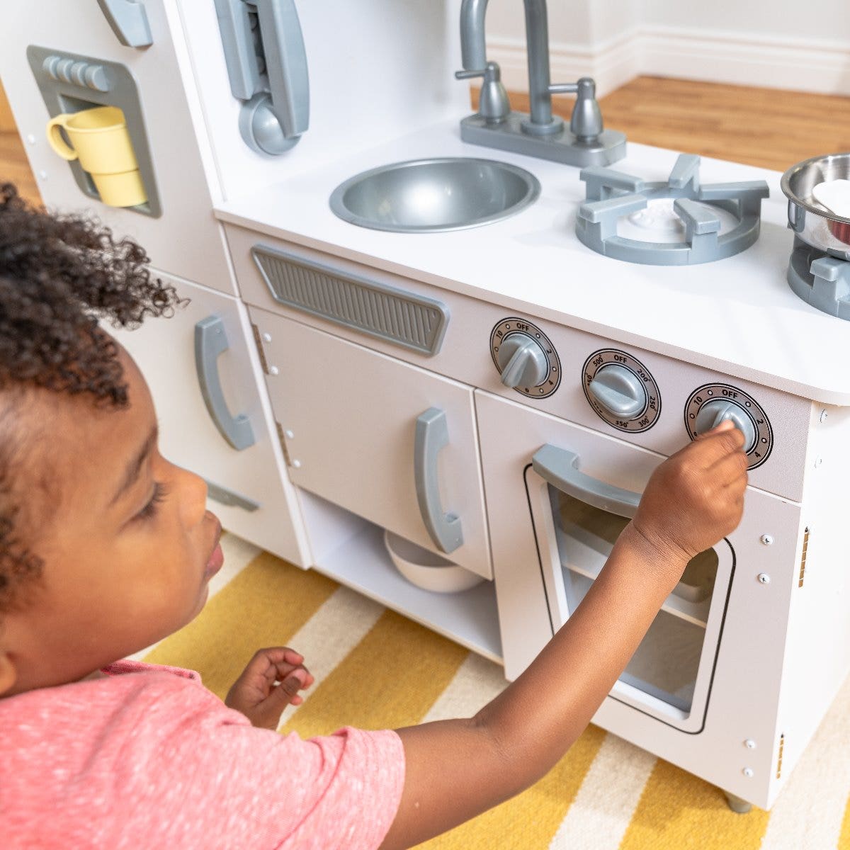 Kids Pretend Play Kitchen with Storage - White
