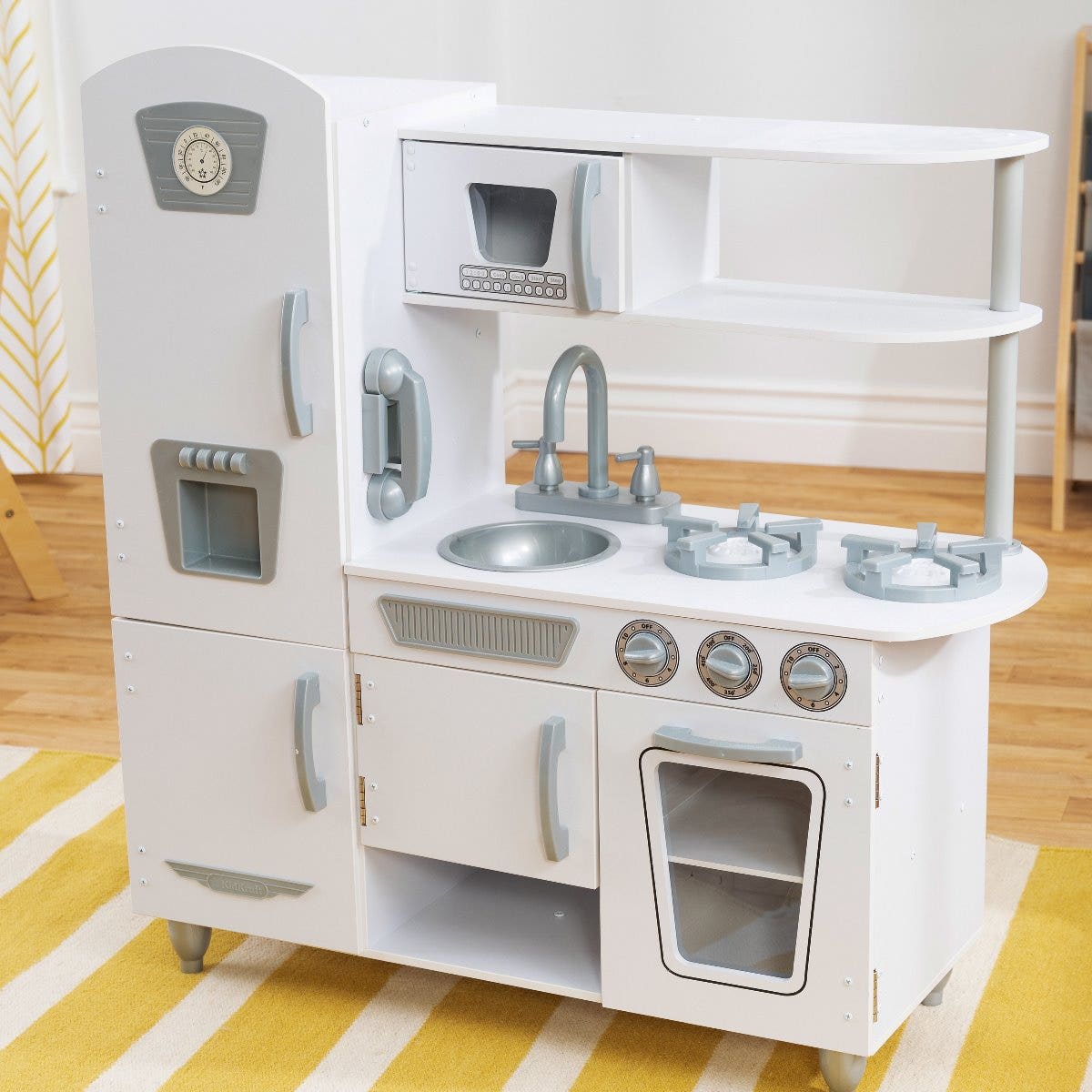 Kids Pretend Play Kitchen with Storage - White