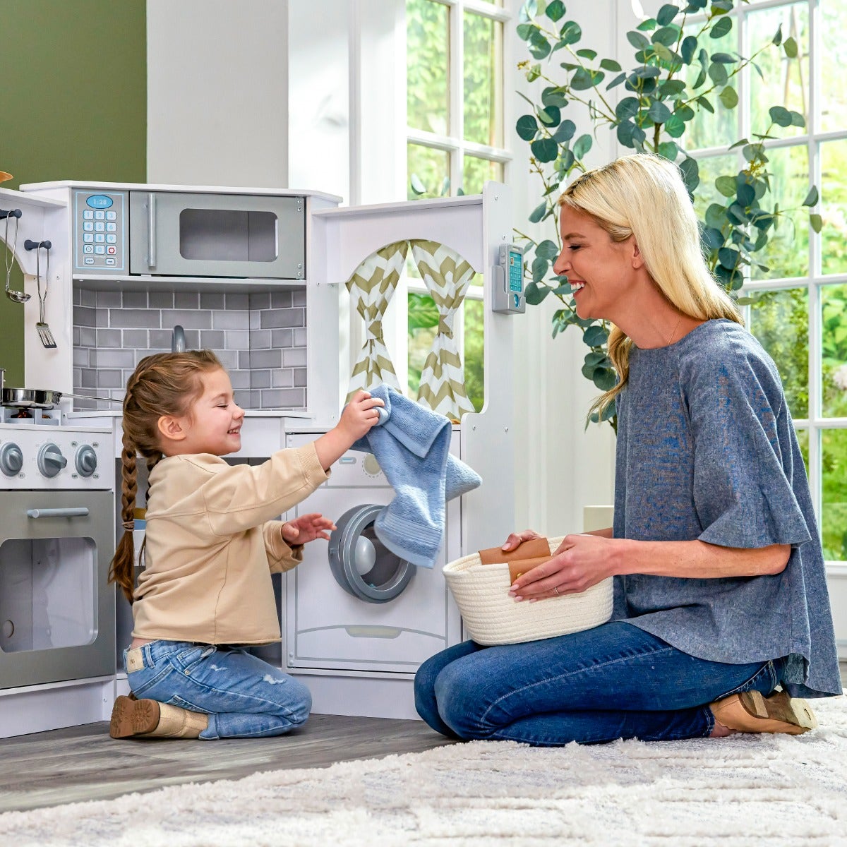 Corner Play Kitchen with Lights and Sounds and Storage - White