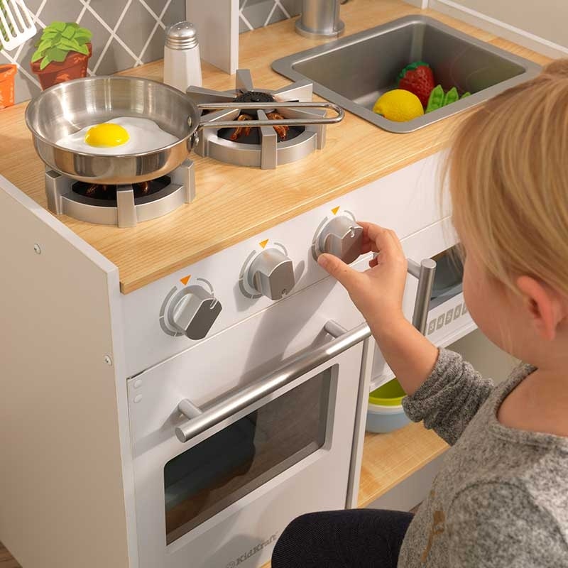 Kids Pretend Play Kitchen with Lights and Sounds and Storage