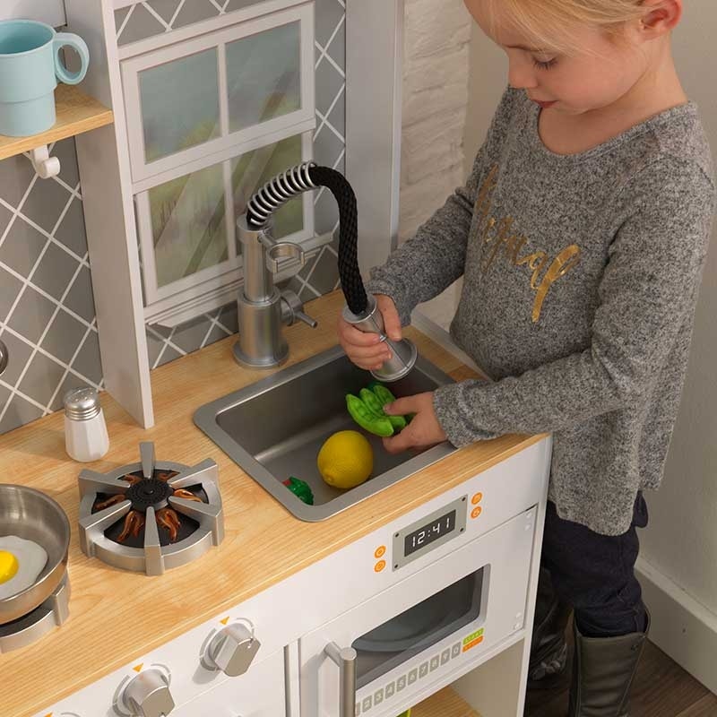 Kids Pretend Play Kitchen with Lights and Sounds and Storage