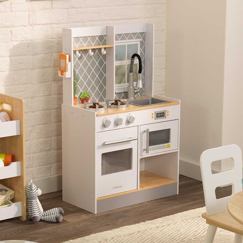 Kids Pretend Play Kitchen with Lights and Sounds and Storage