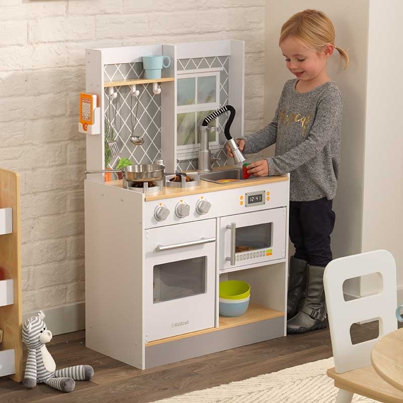 Kids Pretend Play Kitchen with Lights and Sounds and Storage