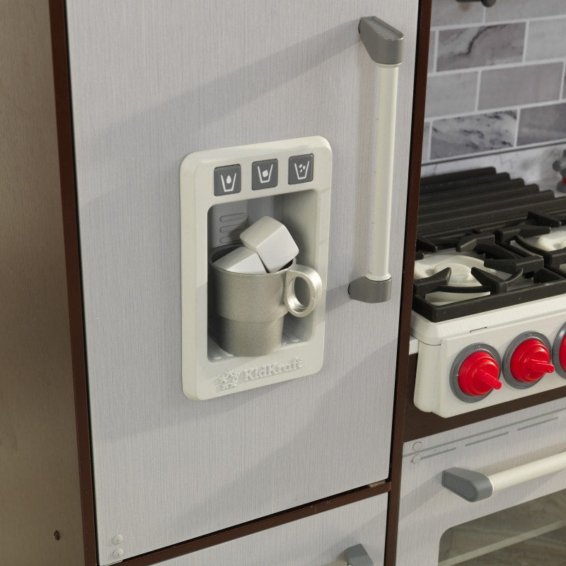 Kids Pretend Play Kitchen with Lights and Sounds and Play Food - Espresso