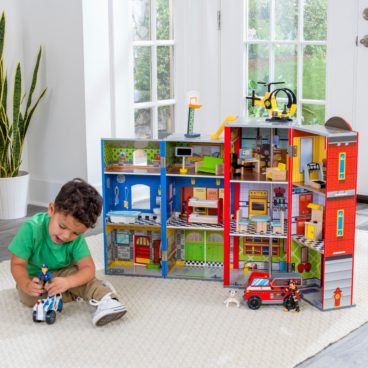 Wooden Rescue Station Play Set with Storage