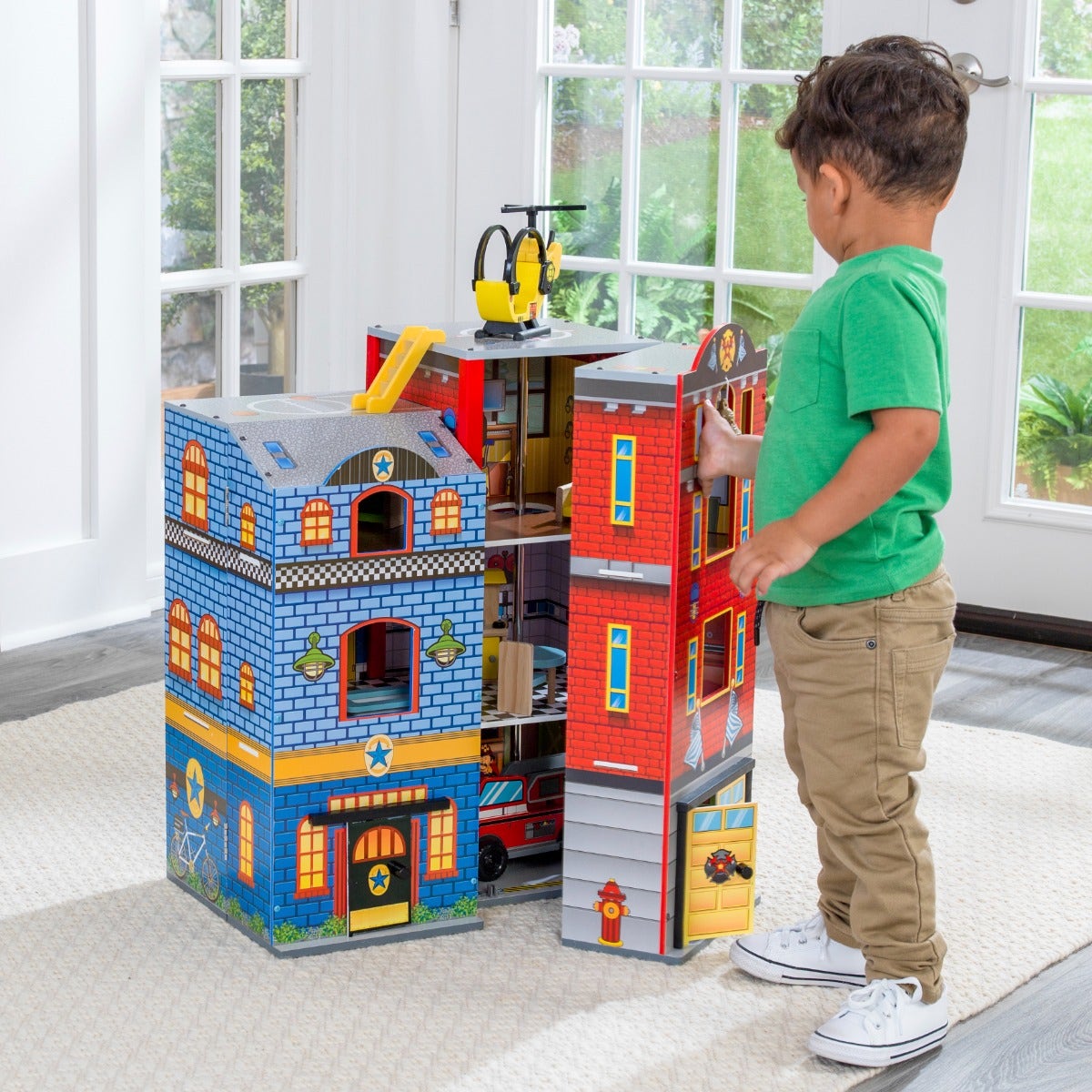 Wooden Rescue Station Play Set with Storage