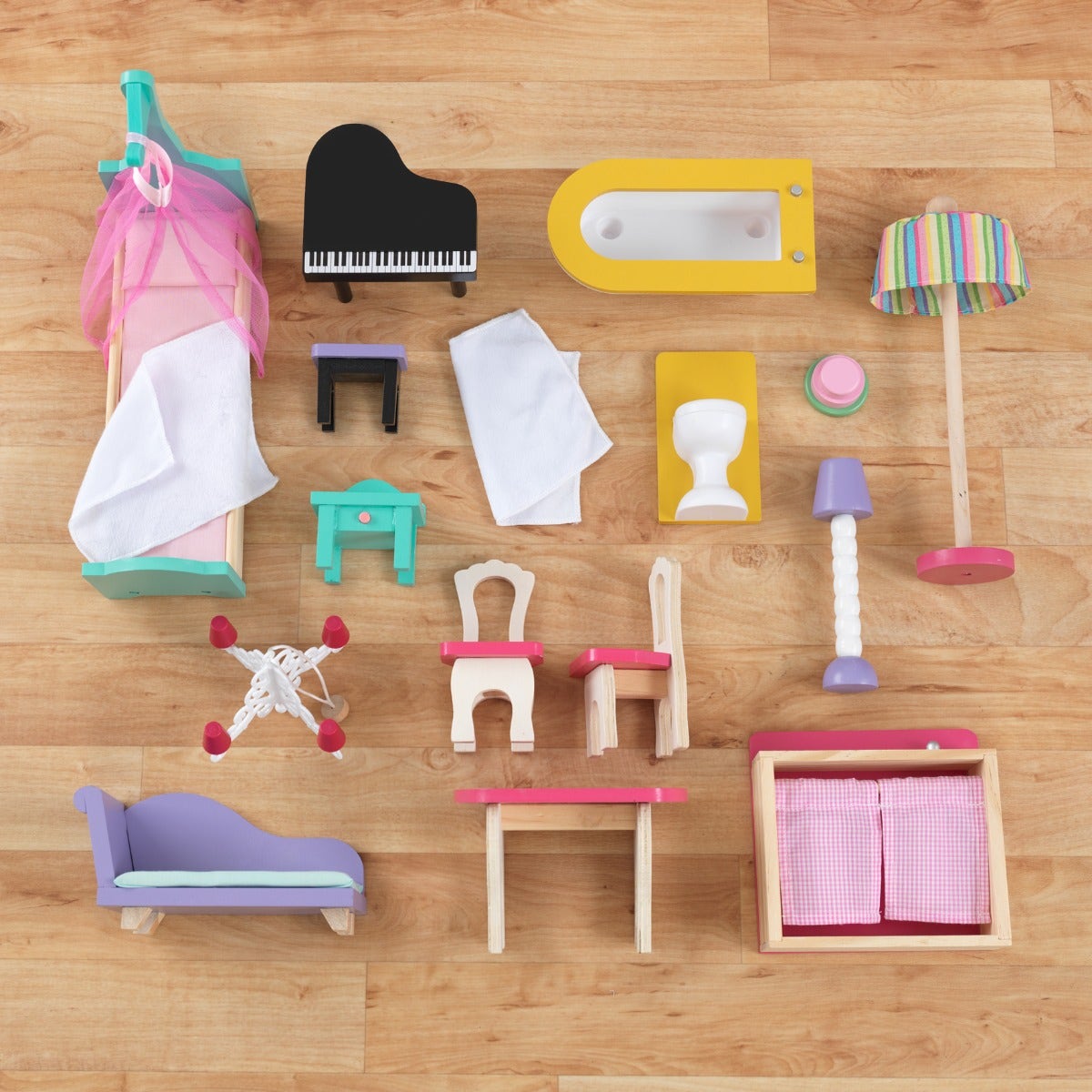 Wooden Dollhouse with Elevator and Canopy