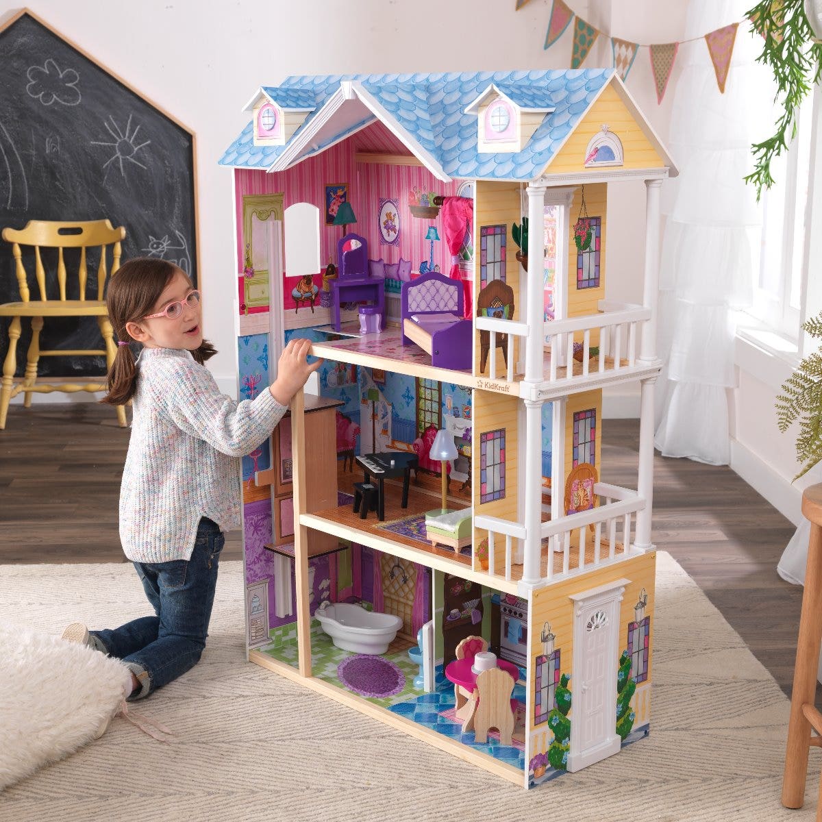 Wooden Dollhouse with Elevator and Lights and Sounds