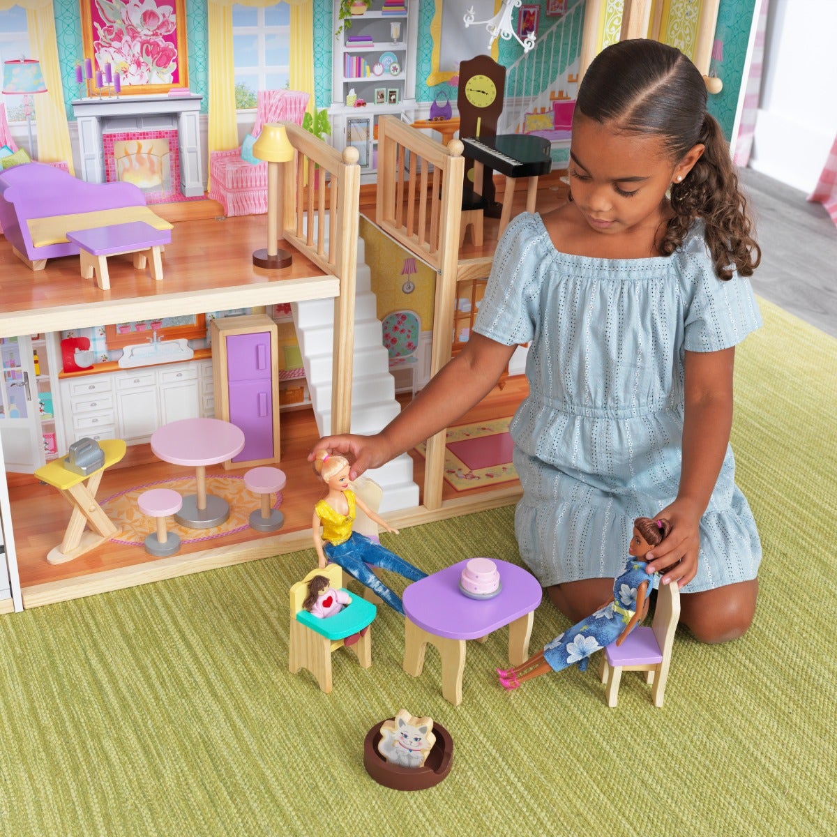 Wooden Dollhouse with Elevator