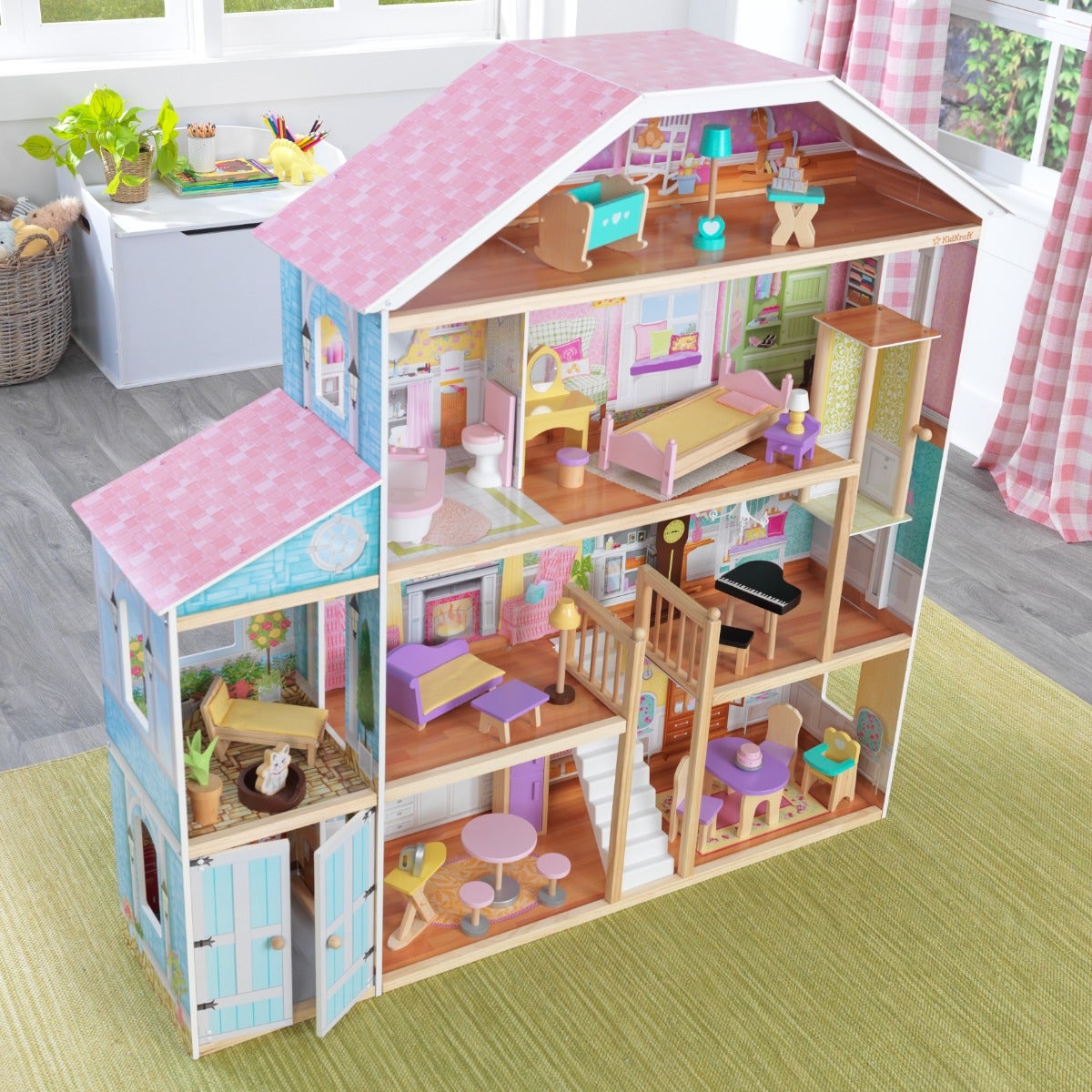 Wooden Dollhouse with Elevator