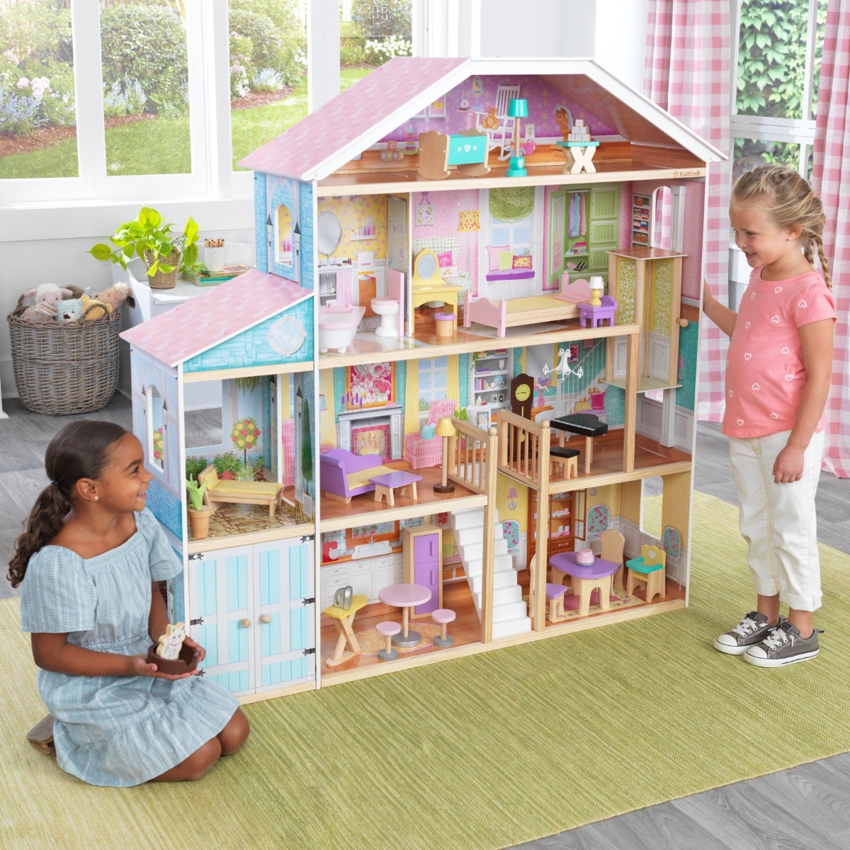 Wooden Dollhouse with Elevator