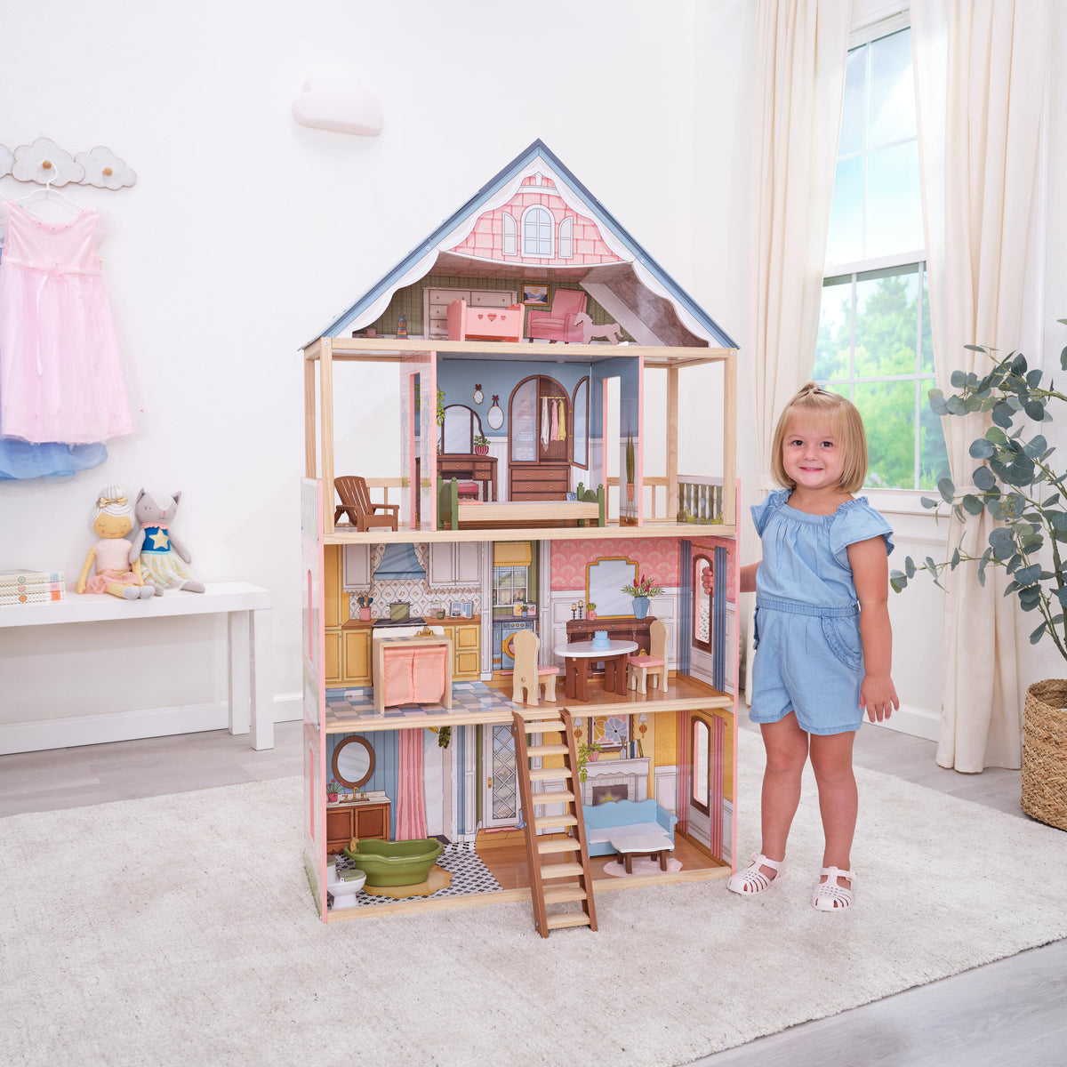Wooden Dollhouse for Kids