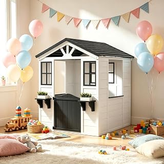 Wooden Outdoor Playhouse with Play Kitchen