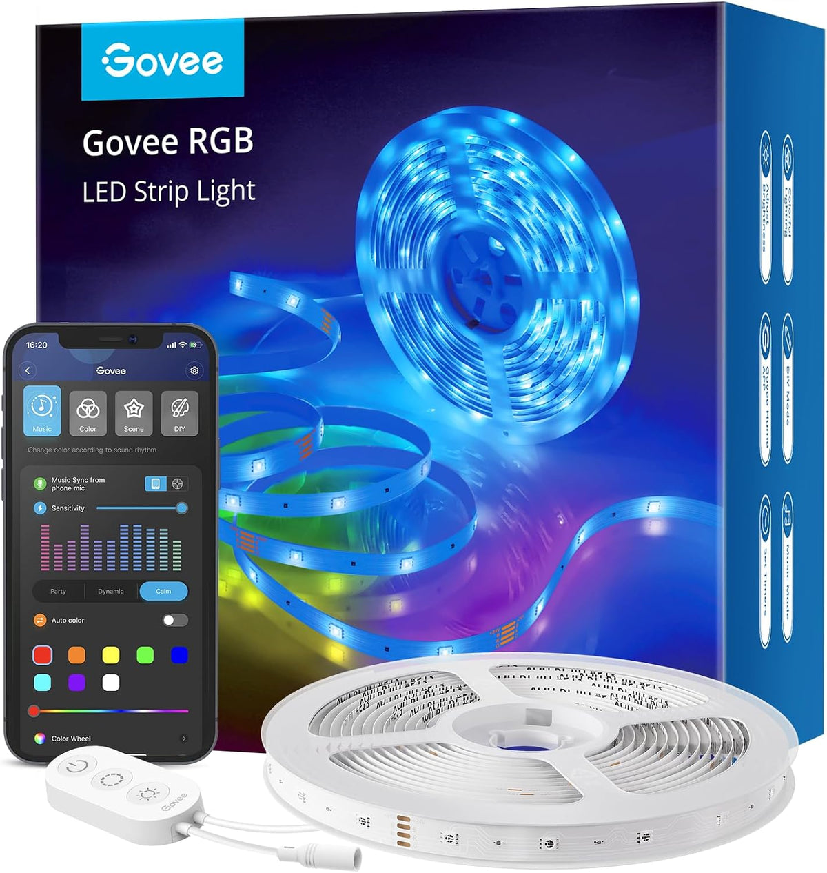 Smart RGB LED strip lights backlighting a desk setup with color changing glow