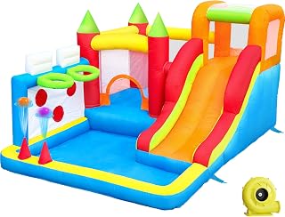 Inflatable Bounce House with Slide, Ball Pit and Basketball Hoop