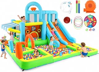 10-in-1 Kids Inflatable Water Slide Bounce House with Slide