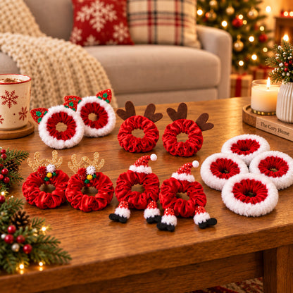 TINSELLOOP – 10-Piece Christmas Scrunchie Set for Festive Hair Looks